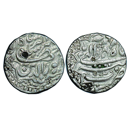 Jahangir, Silver Rupee, 11.38g, Tatta Mint, Ilahi and decorative Type, month Mihr, AH 1020