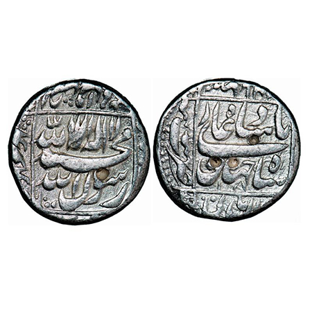 Shah Jahan I, Silver Rupee, 11.40g, Bhilsa Mint, AH 10xx/18 RY, complete mint visible. KM 