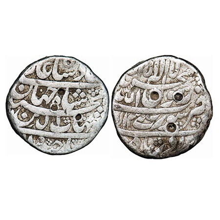 Shah Jahan I, Silver Rupee,11.32g, Surat Mint, 3 RY, Month Azar, legend in four lines. KM 