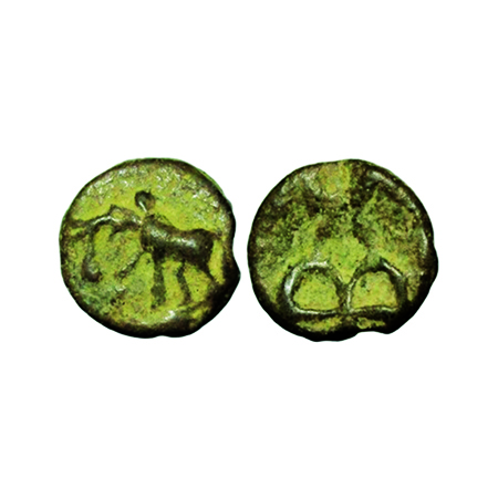 Maurya-Sunga Dynasties, Cast Copper, 1.73gm, 11x11 mm, (c 1st century BC), Obv: Elephant a