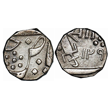 Baroda, Silver 1/2 Rupee, 5.62g, Sayaji Rao III (AH 1292-1357 / 1875-1938 AD), INO Khel Kh