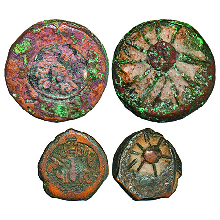 Bhaunagar, Copper Weights (2 pcs), 33.71 & 12.25g, Thakur of bhavnagar, Gohel Rajput, 1948