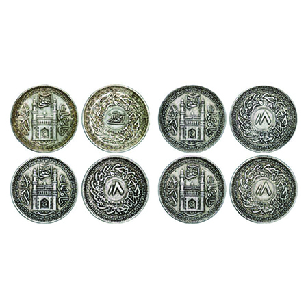 Hyderabad, Nickel(1), Half Silver(3), 8 Annas (4 coins), Mir Usman Ali Khan (AH 1329-1368/