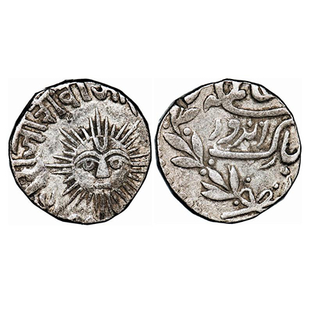 Indore, Silver, 1/2 Rupee, 5.60g, Shivaji Rao Holkar, (AD 1785-1948), Indore Mint, Sun fac