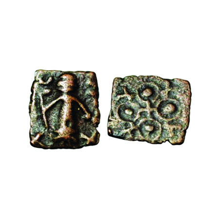 Post Mauryan, Ujjaini, 200-100BC Copper Unit, 0.94gm, 10x11 mm,Standing Shiva type, Obv: S