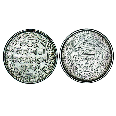 Kutch, Silver 2 ½ Kori, 6.84g, Pragmalji II, INO Queen Victoria, VS 1931/1875 AD, Inverted