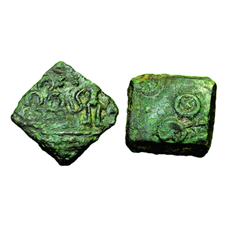 Ujjain City State, Copper, 4.33g, 23.12X23.95mm, (2-1 Cen BC), Obv : Standing Shiva with s