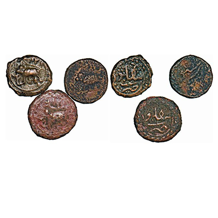 Mysore, 1/8 paisa, ( 3 coins), Tipu sultan, Bengaluru Mint, Elephant to left AM 1216, 1218