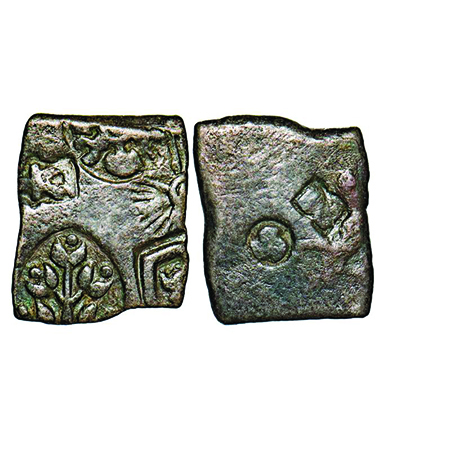 Post Mauryan, Base Silver, Vidarbha region, 3.09g, 19.08x22.86mm, (2 Cen BC), Obv: Five pu