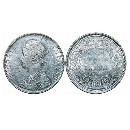 Victoria Empress, Silver, Rupee, 1901, Bombay Mint, C2(ii)/I, 'B' incused. GK 596. Uncircu