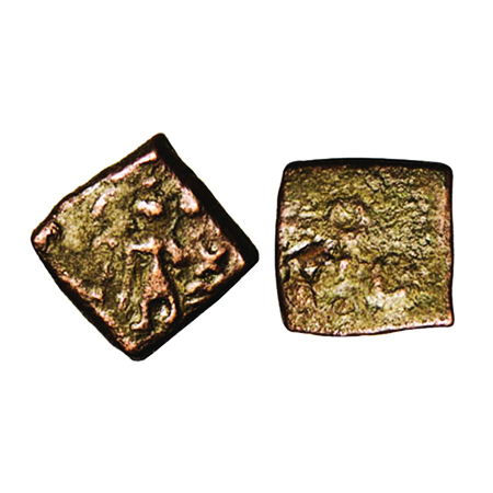 Malwa, Ujjain Region, die-struck, Copper, 1.82g, 15.50x15.56mm, Obv: figure of standing ma