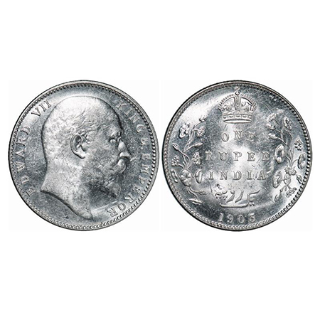 Edward VII, Silver, Rupee, 1903, Bombay Mint, 'B' incused and dot, Ghost on Rev. GK 926. M
