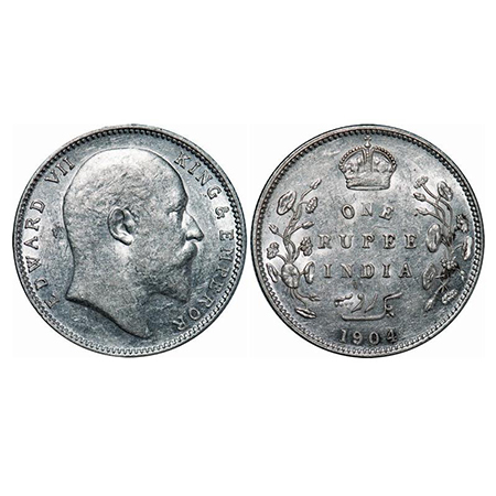 Edward VII, Silver, Rupee, 1904, Bombay Mint, 'B' incused and dot, 5 Diamonds and bottom s