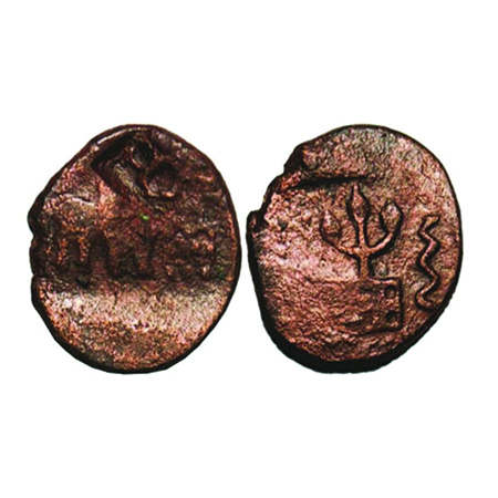 Post Sunga, Kaushambi, Monarchical Coinage, Agnimitra, Copper, 3.38g, 17.97x15.87mm, (100B
