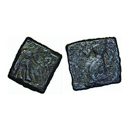 Pre-Satavahana, Vidarbha Region, Copper, 3.90g, 19.02x19.21mm, Obv: River goddess holding 