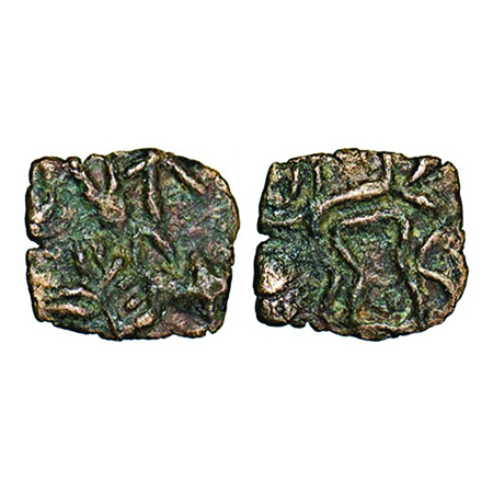 Pre-Satavahana, Samigopa, Andhra - Vidarbha border, Copper Unit, 0.68g, 10.56x11.59mm, Obv