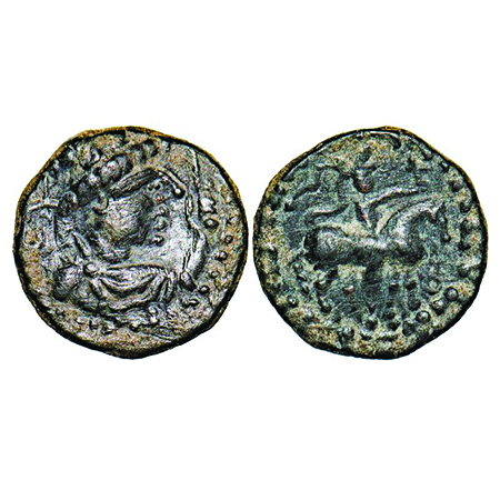 Kushana, Lead, 2.25g, 10.22x12.42mm, (1 Cen AD), Soter Megas type, Obv: Diademed bust to r