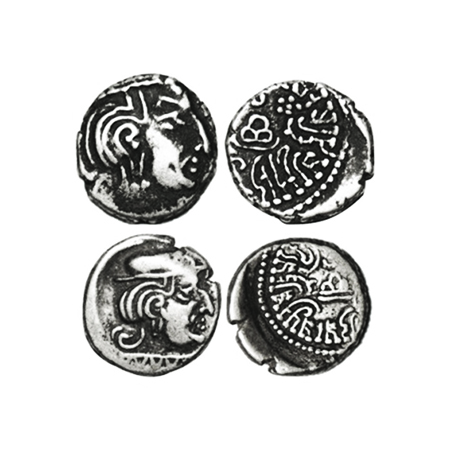 Western Kahatrapas, Karddamaka Dynasty, Silver Drachm, (2 Coins), Damasena, Son of Rudrasi
