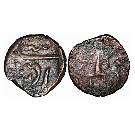 Bharatpur, Bronze Paisa, 9.90g, double struck, (Akbarabad Mint), INO Shah Alam II, Dagger 