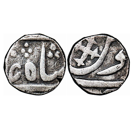Broach, Silver ½ Rupee, 5.73g, Imtaya ud Daula (AH 1182-1186 / 1768-1772 AD), INO Shah Ala