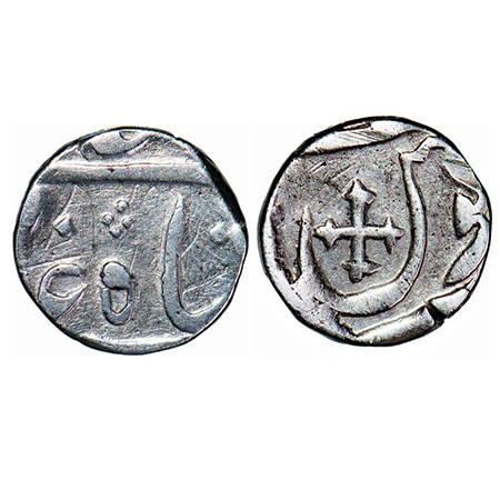 Broach, Silver ½ Rupee, 5.57g, Imtaya ud Daula (AH 1182-1186 / 1768-1772 AD), INO Shah Ala