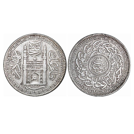 Hyderabad, Silver Rupee, 11.30g, Mir Mahbub Ali Khan, Farkhanda Bunyad Hyderabad Mint, AH 