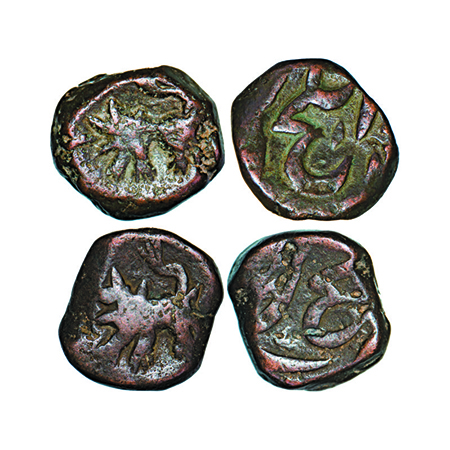 Hyderabad Feudatories - Elichpur, Copper Paisa (2 Coins), 11.69/11.10g, Tiger to left on o