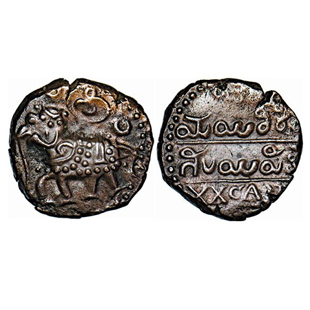 Mysore, Copper 20 Cash, 9.05g, Krishna Raja Wodeyar (AH 1225-1285, 1810-1868 AD), elephant