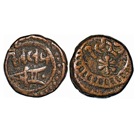 Ratlam, Copper Paisa, 7.80g, Ranjit Singh (VS 1921-1950/1864-1893 AD), VS 1928, Obv: mint 