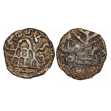 Anandas of Karwar, Mulananda, Lead Unit, 5.03g, Obv: Eight arched hill in centre around bo