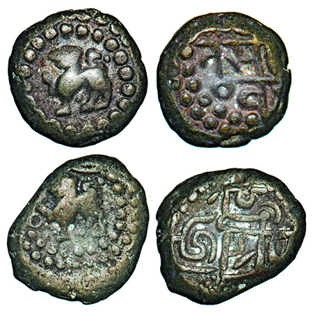 Chowhans of Ranthambhor, Jaitra Simha (c. 1275 AD), Silver Dramma, (2 coins), 4.26 / 4.71g