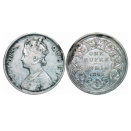 Victoria Queen, Silver, Rupee, 1862, Bombay Mint, B/II/3/0. GK 293. Very Fine. Very Scarce