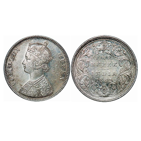 Victoria Queen, Silver, Rupee, 1862, Bombay Mint, A/II/0/10, w/o initial 'J', Broken top f