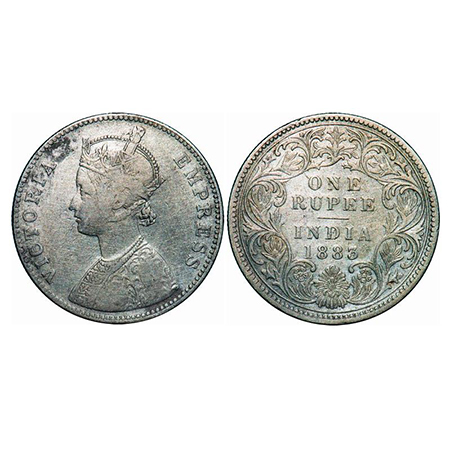 Victoria Empress, Silver, Rupee, 1883, Bombay Mint, A1(i)/I, 'B' raised. GK 484. Fine+. Sc